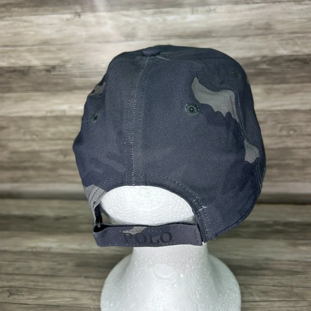 Polo Ralph Lauren Stretch Twill Camo Performance Ball Cap Hat Black Gray - Picture 4 of 8